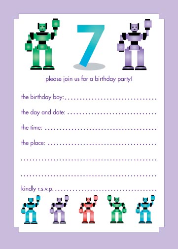 Pack of 10 Childrens Birthday Party Invitations 7 Years Old Boy   BPIF 