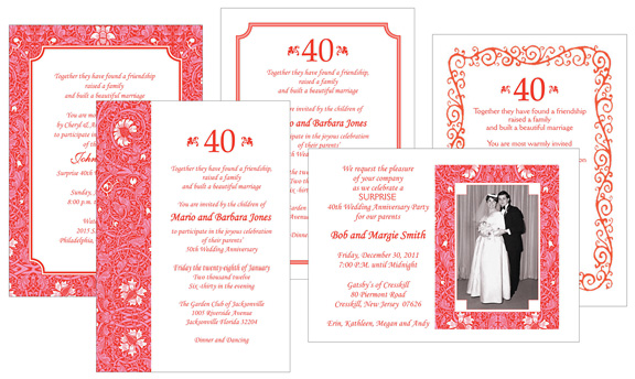 Assorted Ruby Anniversary Party Invitations