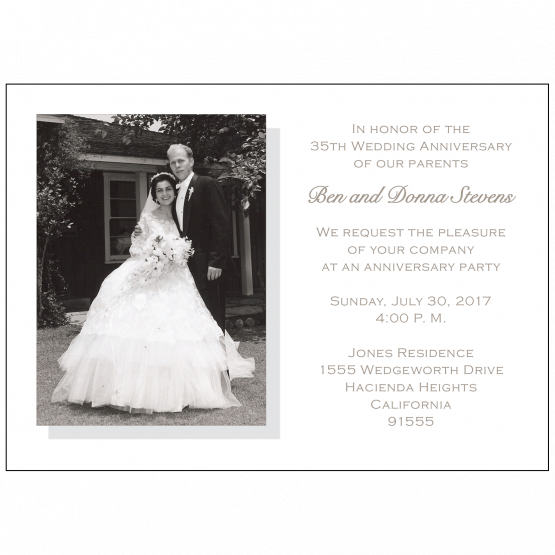 35th Wedding Anniversary Party Invitation with Photo