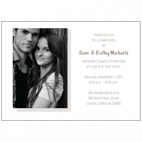 10th Wedding Anniversary Party Invitation with Photo 10th Wedding Anniversary Party Invitation with Photo