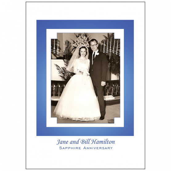 Cover of 45th Sapphire Wedding Anniversary Party Invitation with Photo