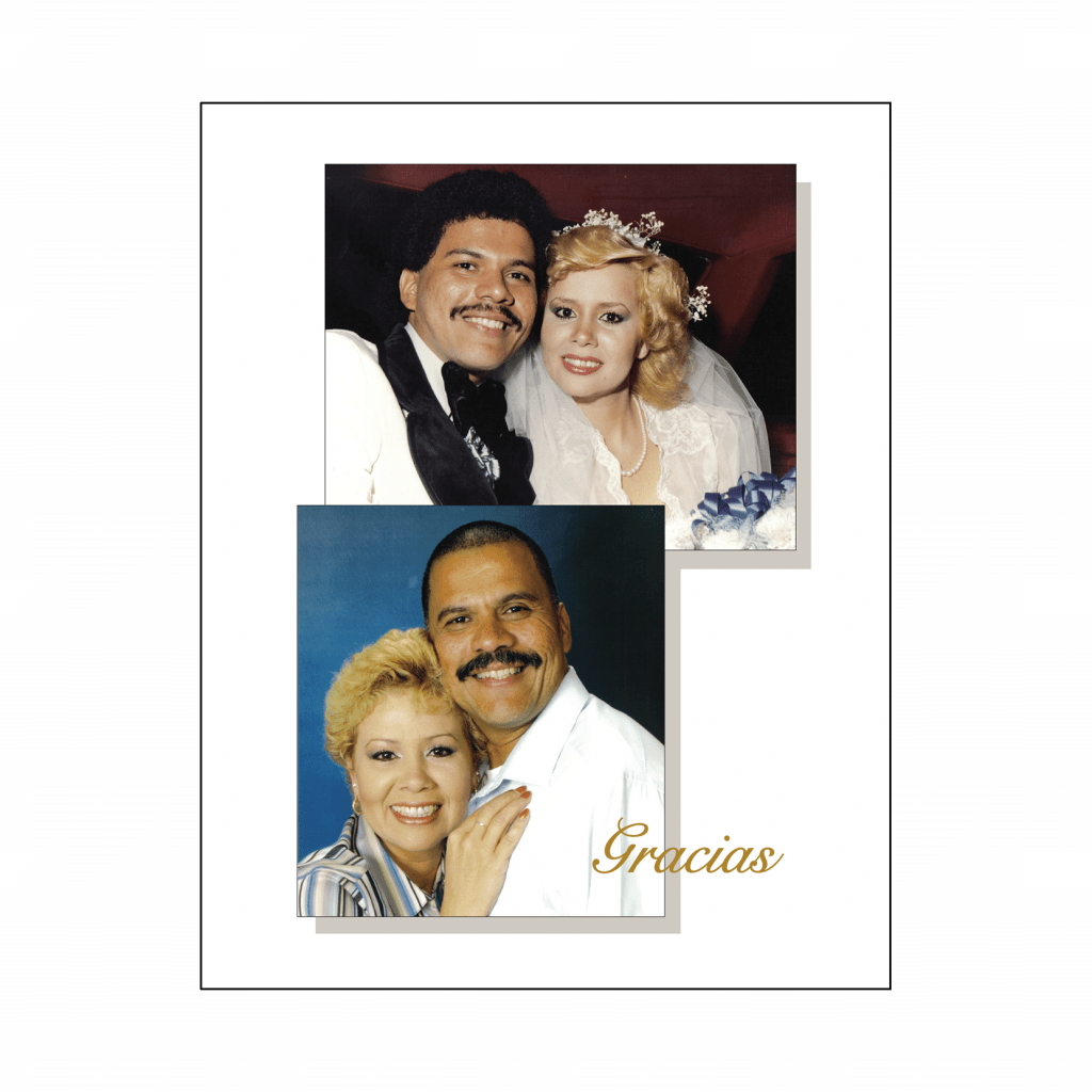 Cover of 25th Wedding Anniversary Party Thank You Card with Photo in Spanish