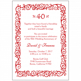 40th Wedding Anniversary Party Invitation