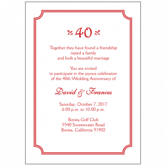AP_006_04_17 40th Wedding Anniversary Party Invitation