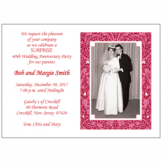 40th Wedding Anniversary Party Invitation