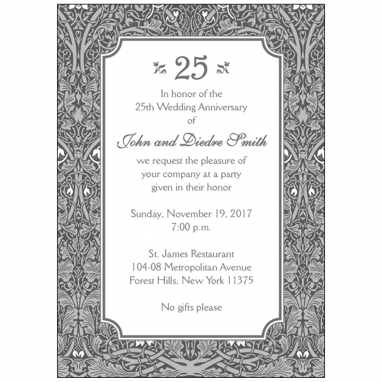 25th Wedding Anniversary Party Invitation
