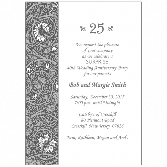 25th Wedding Anniversary Party Invitation