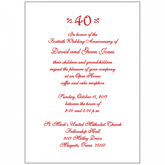 40th Anniversary Party Invitation