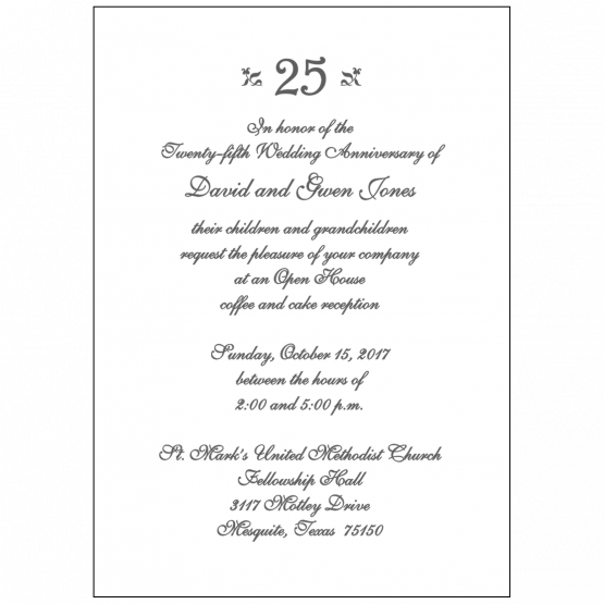 25th Wedding Anniversary Party Invitation