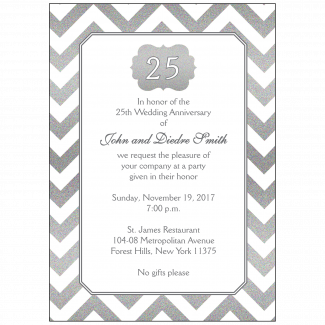 25th Wedding Anniversary Party Invitation