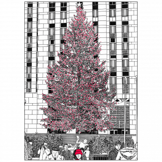 Front Cover of Christmas Holiday Card Rockefeller Center Tree