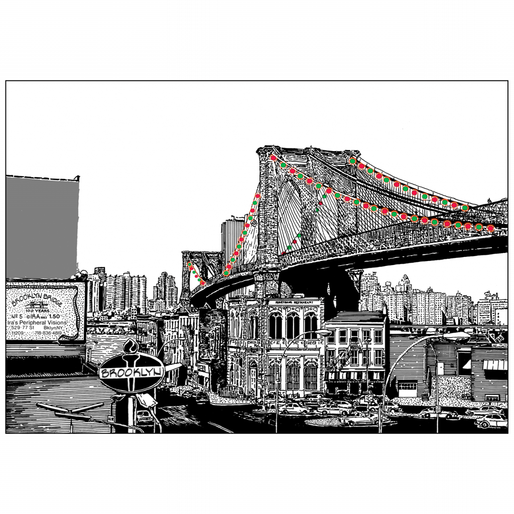 Front and Back Cover of Christmas Holiday Card - Brooklyn Bridge