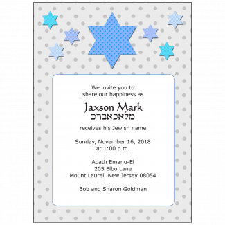 Jewish Baby Naming Invitation - For a Boy Jewish Baby Naming Invitation - For a Boy