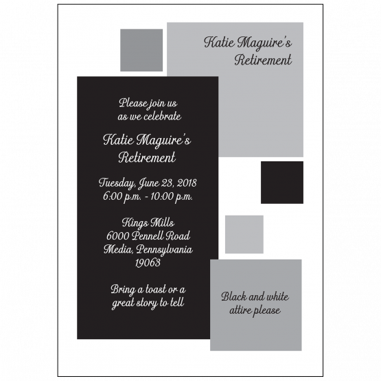 Black and White Retirement Park Invitation Black and White Retirement Park Invitation