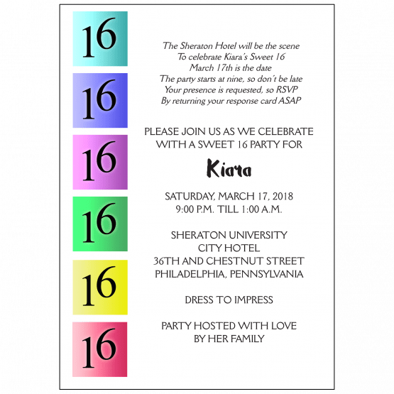 Sweet 16 Invitation Sweet 16 Invitation