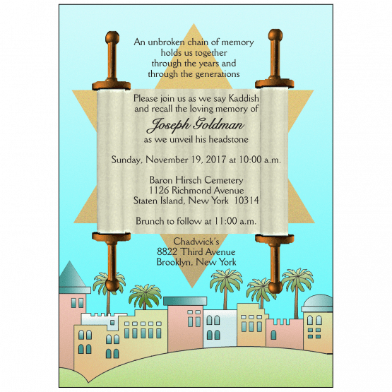 Jewish Unveiling Ceremony Invitation