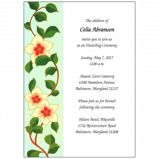 Jewish Unveiling Ceremony Invitation Jewish Unveiling Ceremony Invitation