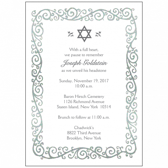 Jewish Unveiling Ceremony Invitation