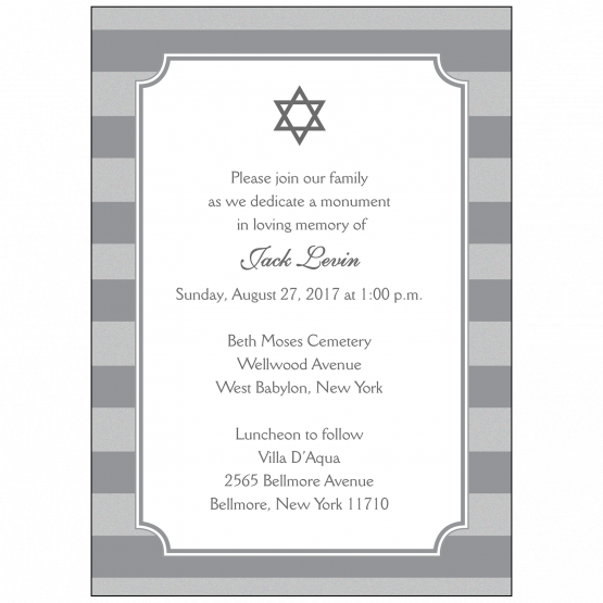 Jewish Unveiling Ceremony Invitation