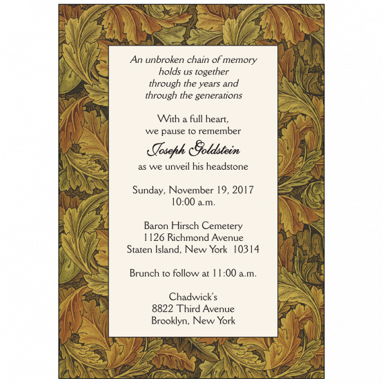 Jewish Unveiling Ceremony Invitation
