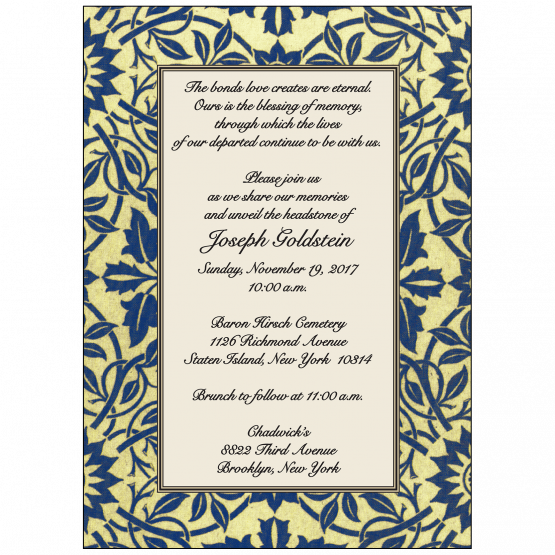 Jewish Unveiling Ceremony Invitation
