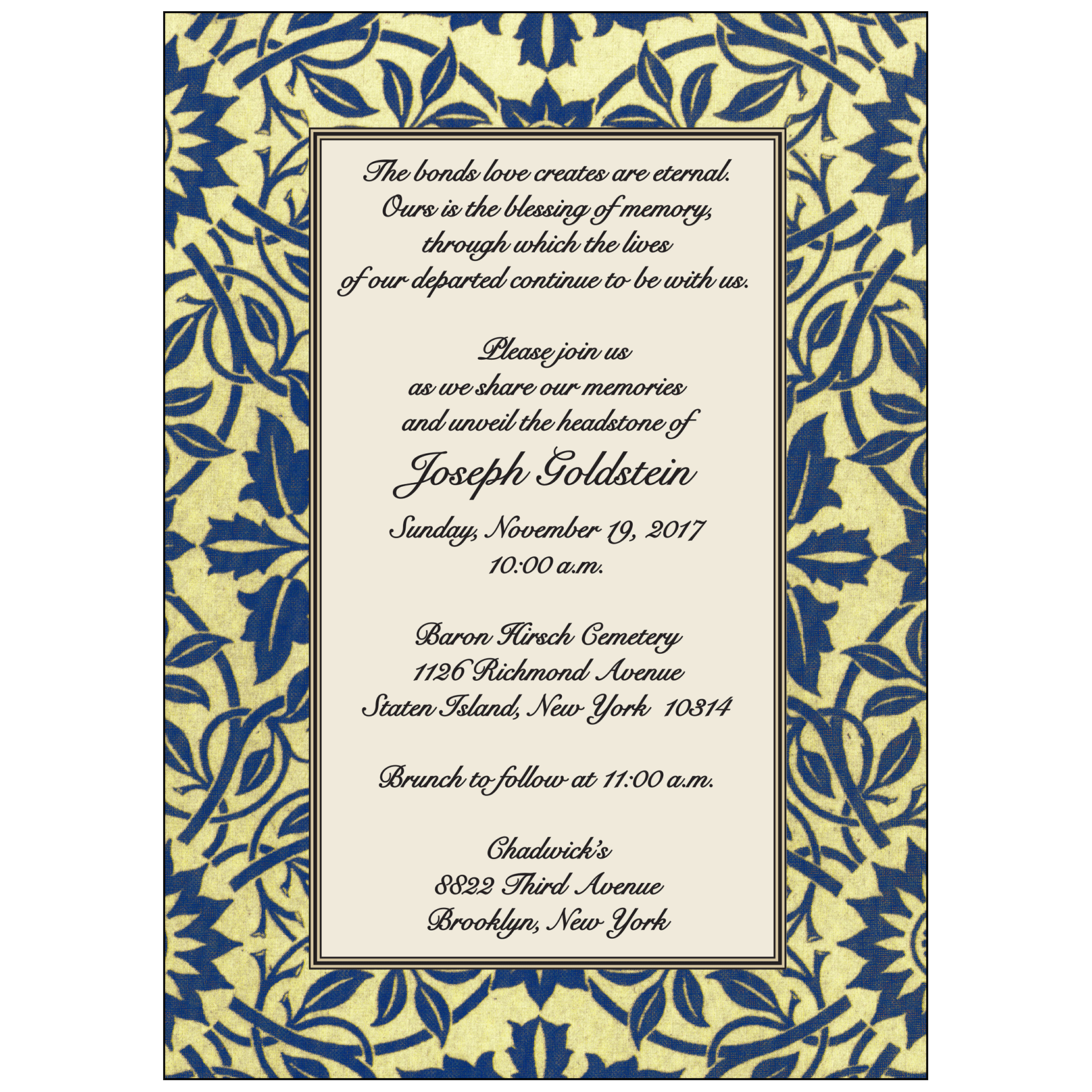 Unveiling Invitation Printable