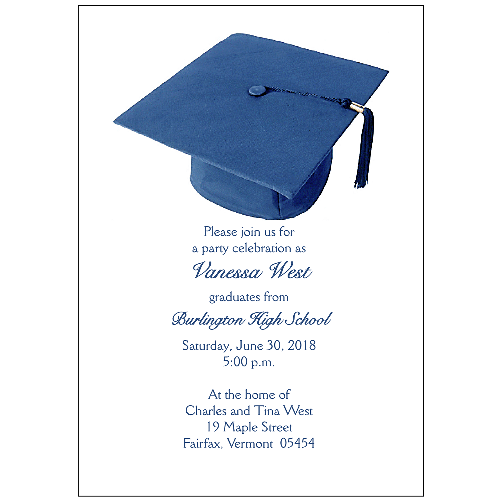 Graduation Party Invitation Grad-03 Blue ⋆ IPV Studio
