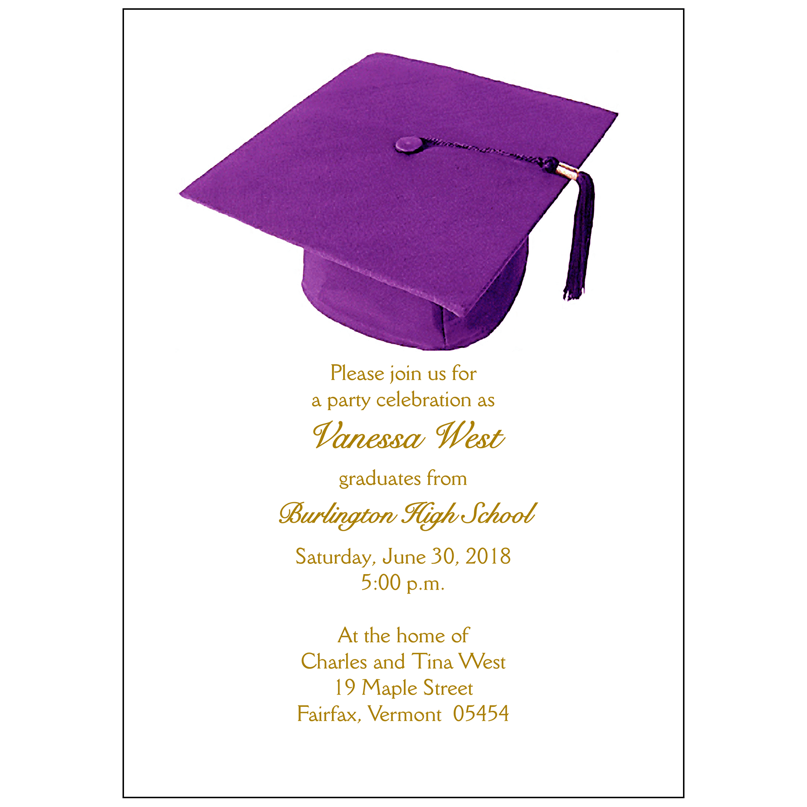 Graduation Party Invitation Grad 03 Purple IPV Studio