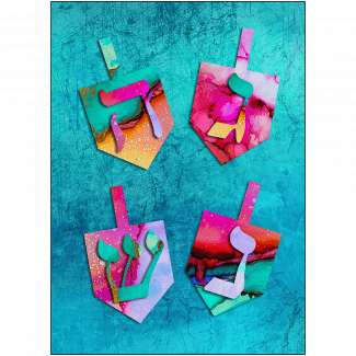 Hanukkah Card with Dreidels