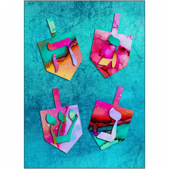 Hanukkah Card with Dreidels