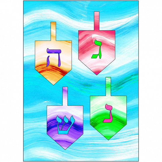 Hanukkah Card with Dreidels