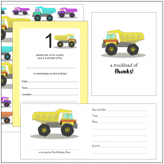 Download and Print - 1st Birthday Party Invitation Package